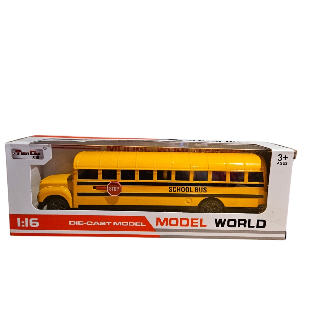 Die-Cast Model World Yellow School Bus Toy